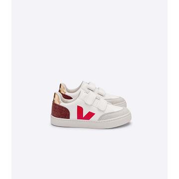 Veja V-12 CHROMEFREE Kids' Sneakers White/Red | NZ 885SGL